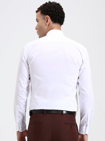 White Solid Slim Fit Formal Shirt | Metal