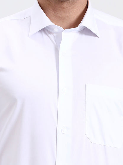 White Solid Slim Fit Formal Shirt | Metal