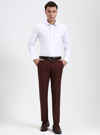 White Solid Slim Fit Formal Shirt | Metal