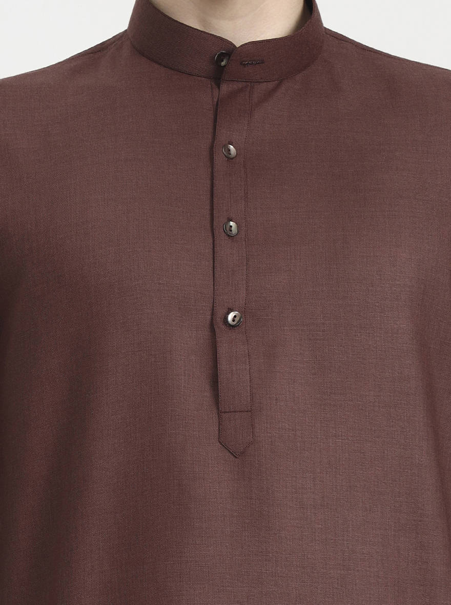 Brown Solid Modi Kurta | JadeBlue