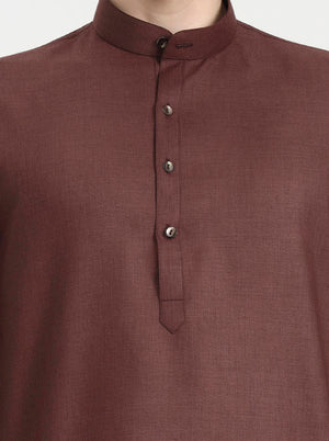 Brown Solid Modi Kurta | JadeBlue