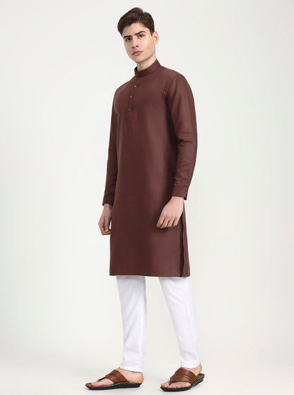 Brown Solid Modi Kurta | JadeBlue