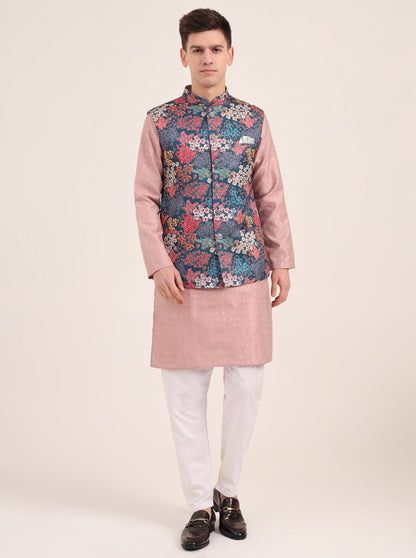 Multicolor Printed Regular Fit Bandhgala Jacket | JB Studio