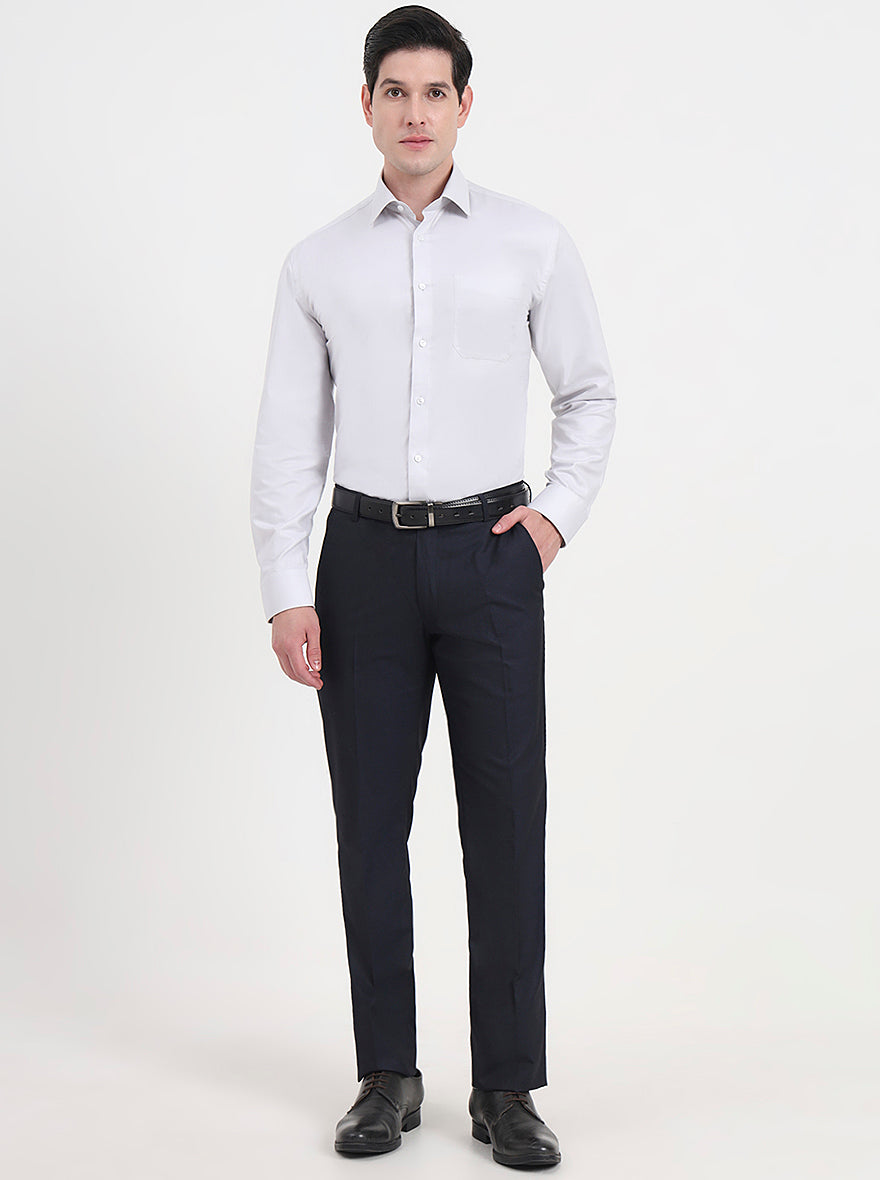 Light Grey Solid Regular Fit Formal Shirt | JadeBlue
