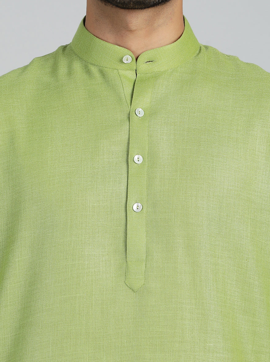 Green Solid Regular Fit Modi Kurta | JadeBlue