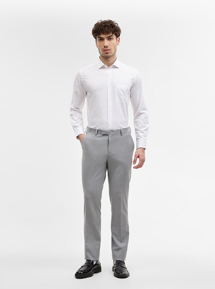 White Solid Slim Fit Formal Shirt | Metal