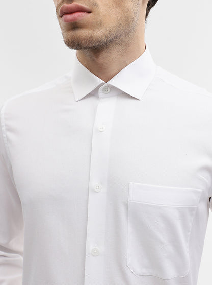 White Solid Slim Fit Formal Shirt | Metal