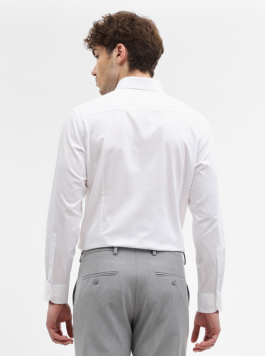 White Solid Slim Fit Formal Shirt | Metal
