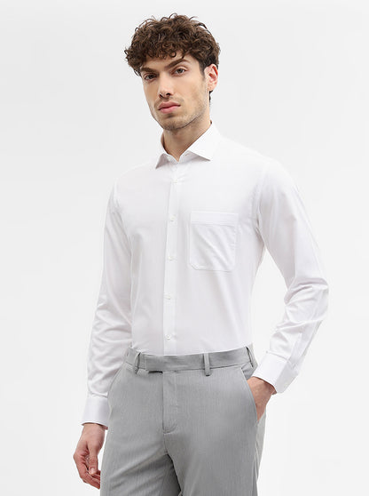 White Solid Slim Fit Formal Shirt | Metal