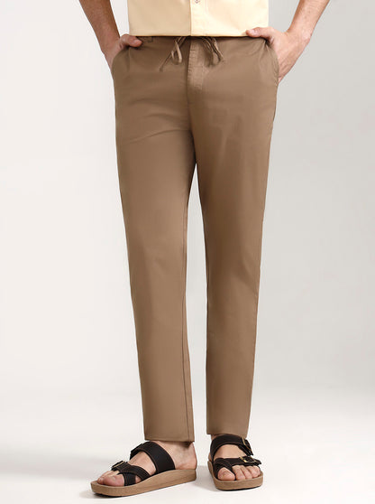 Khaki Solid Slim Fit Track Pant | JadeBlue
