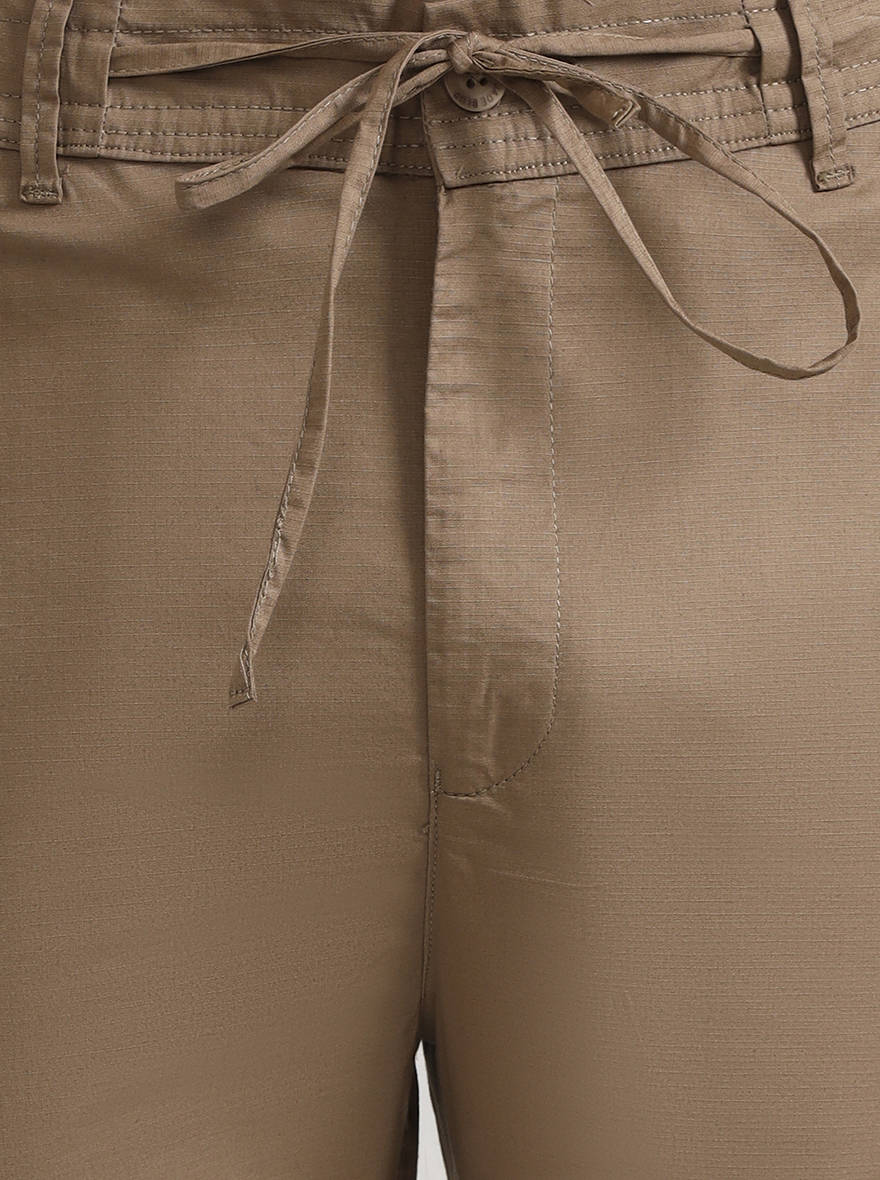 Khaki Solid Slim Fit Track Pant | JadeBlue