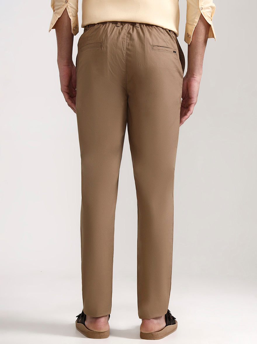Khaki Solid Slim Fit Track Pant | JadeBlue