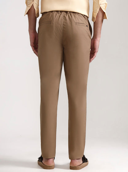 Khaki Solid Slim Fit Track Pant | JadeBlue