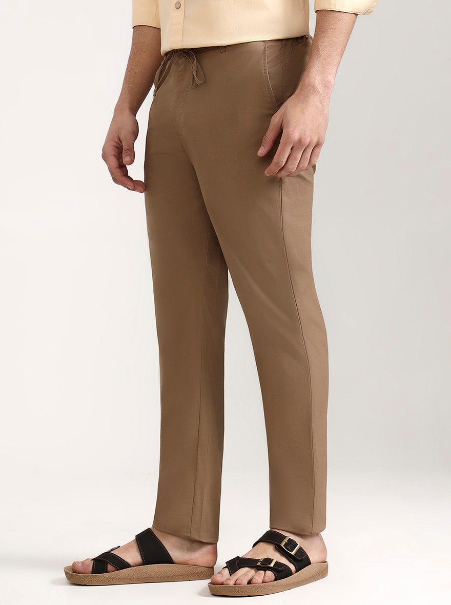 Khaki Solid Slim Fit Track Pant | JadeBlue