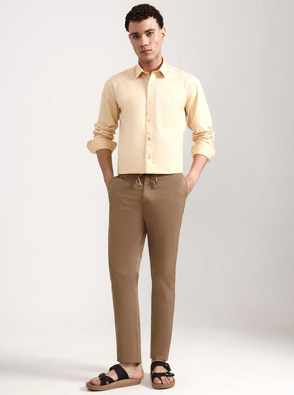 Khaki Solid Slim Fit Track Pant | JadeBlue