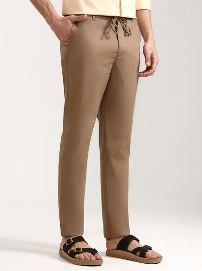 Khaki Solid Slim Fit Track Pant | JadeBlue