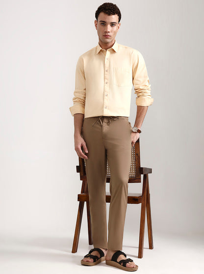 Khaki Solid Slim Fit Track Pant | JadeBlue