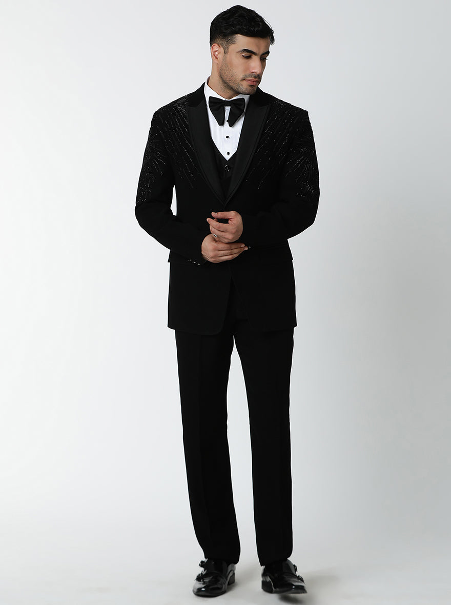 Black Embroidered Suit | JadeBlue