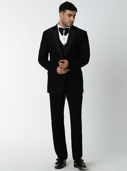 Black Embroidered Suit | JadeBlue