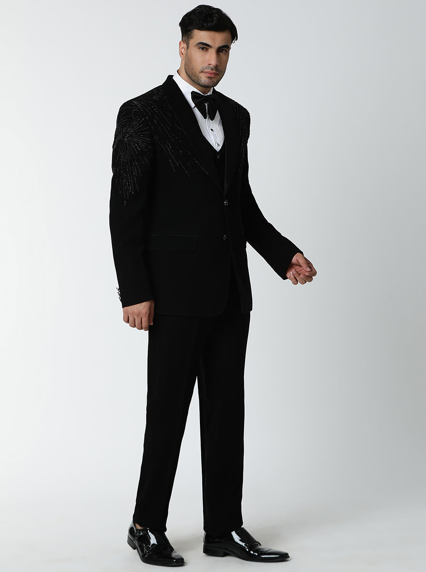 Black Embroidered Suit | JadeBlue
