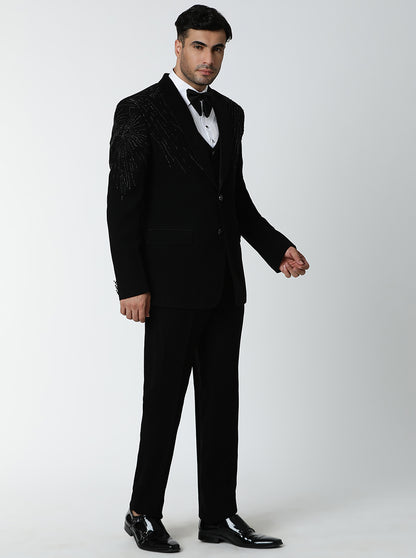 Black Embroidered Suit | JadeBlue