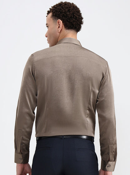 Khaki Solid Regular Fit Party Wear Shirt | Wyre