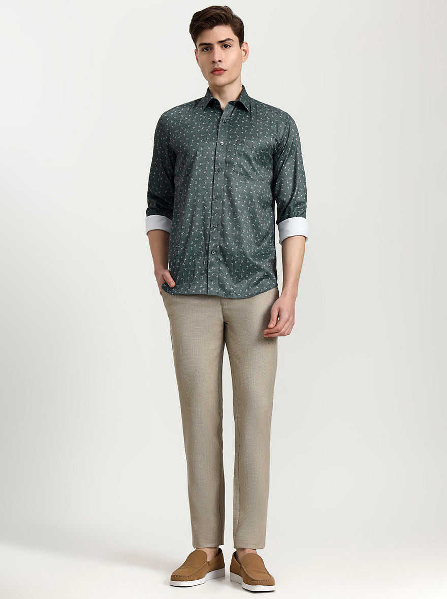 Khaki Solid Uno Fit Casual Trouser | JadeBlue