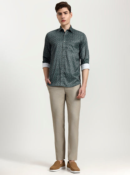 Khaki Solid Uno Fit Casual Trouser | JadeBlue