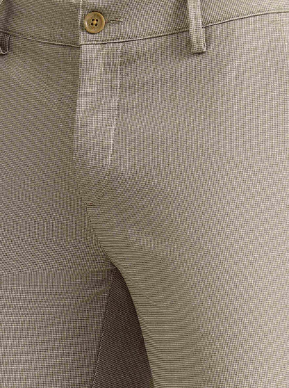 Khaki Solid Uno Fit Casual Trouser | JadeBlue