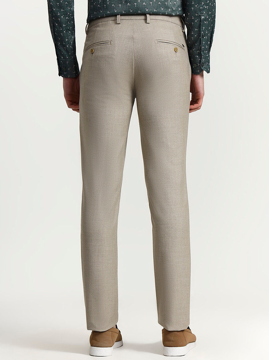 Khaki Solid Uno Fit Casual Trouser | JadeBlue