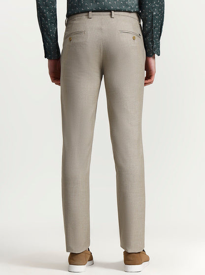 Khaki Solid Uno Fit Casual Trouser | JadeBlue