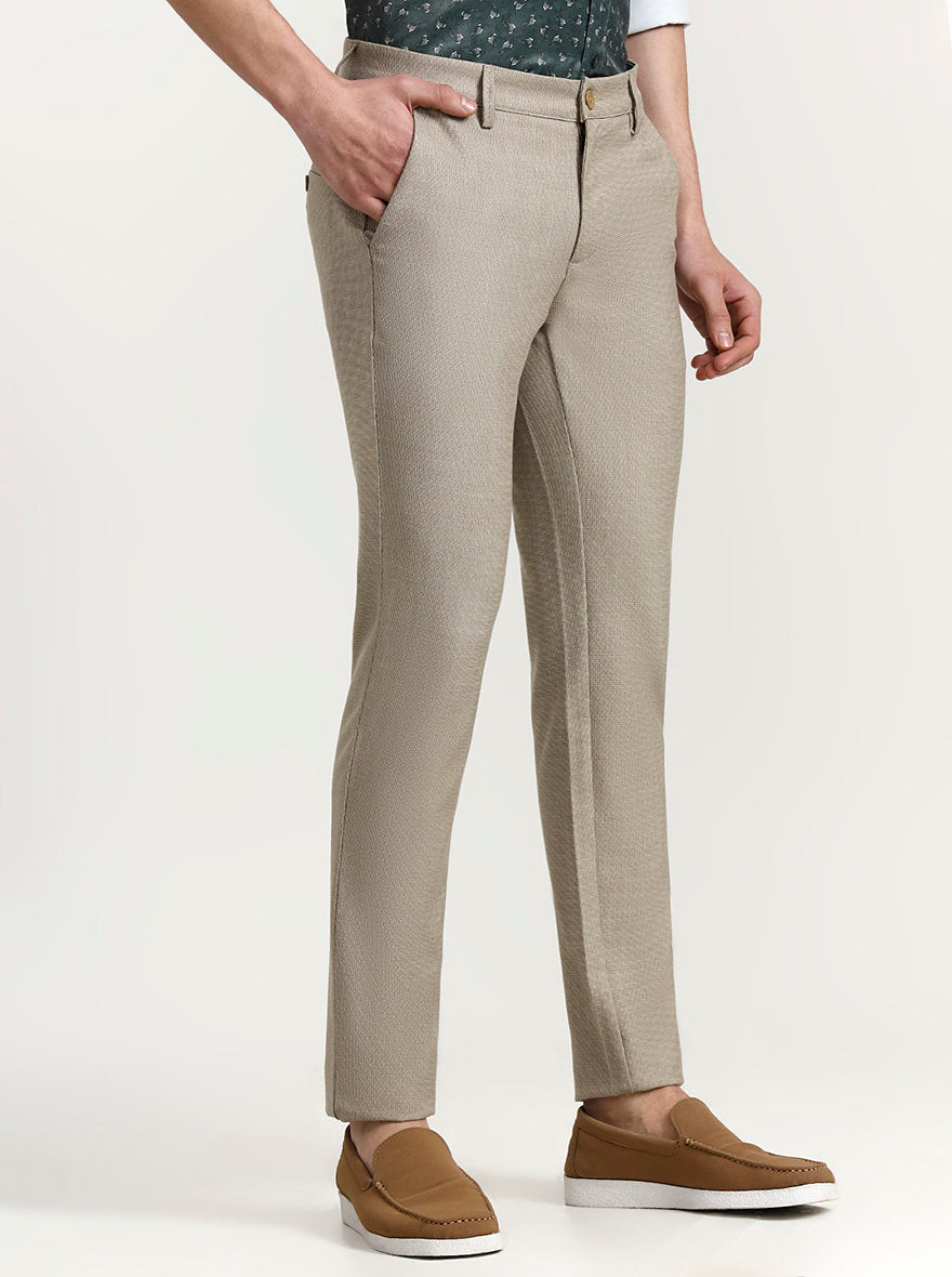 Khaki Solid Uno Fit Casual Trouser | JadeBlue