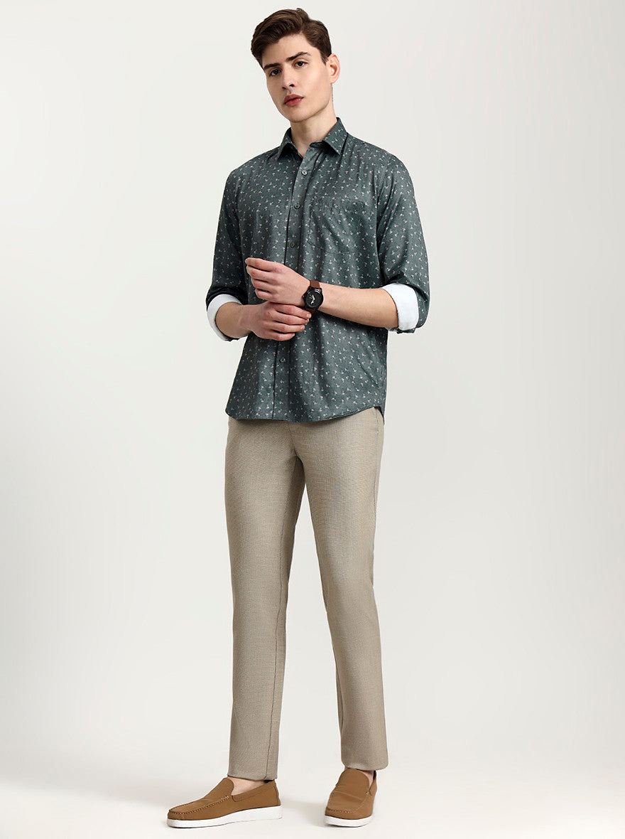 Khaki Solid Uno Fit Casual Trouser | JadeBlue