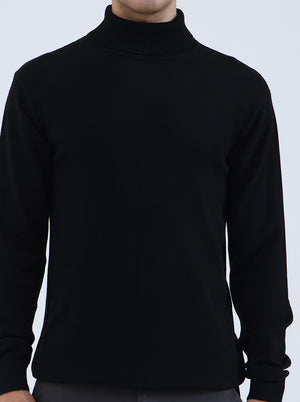 Black Solid Slim Fit Winter T-Shirt | JadeBlue