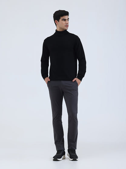 Black Solid Slim Fit Winter T-Shirt | JadeBlue