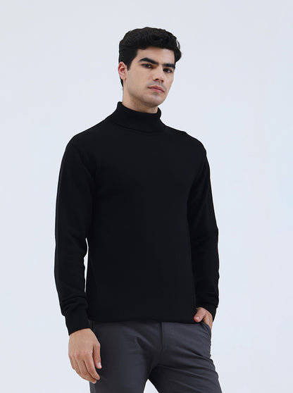 Black Solid Slim Fit Winter T-Shirt | JadeBlue