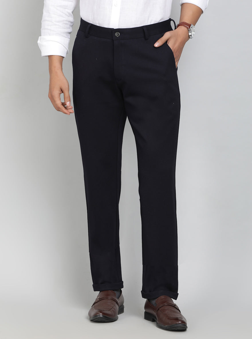 Blue Solid Slim Fit Club Wear Trouser | JB Studio