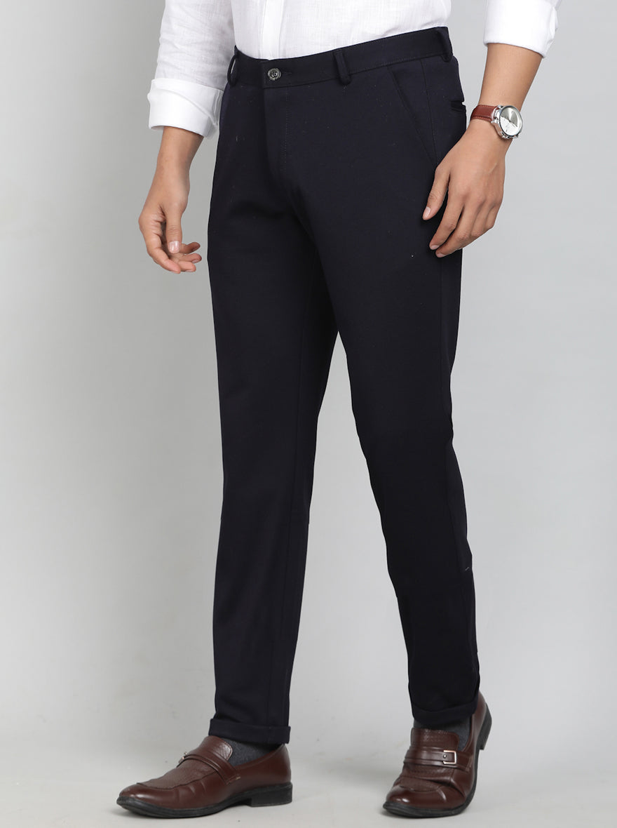 Blue Solid Slim Fit Club Wear Trouser | JB Studio