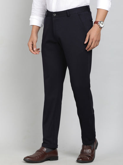 Blue Solid Slim Fit Club Wear Trouser | JB Studio