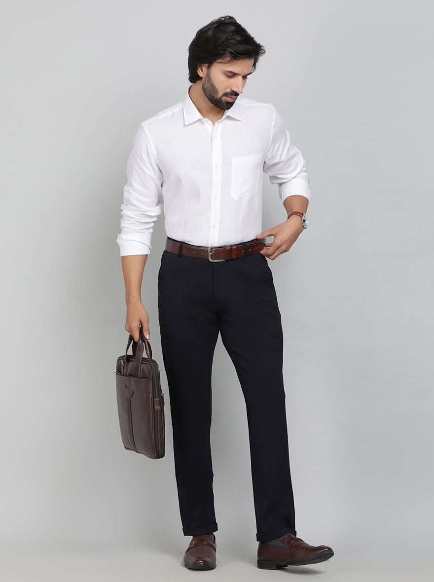 Blue Solid Slim Fit Club Wear Trouser | JB Studio