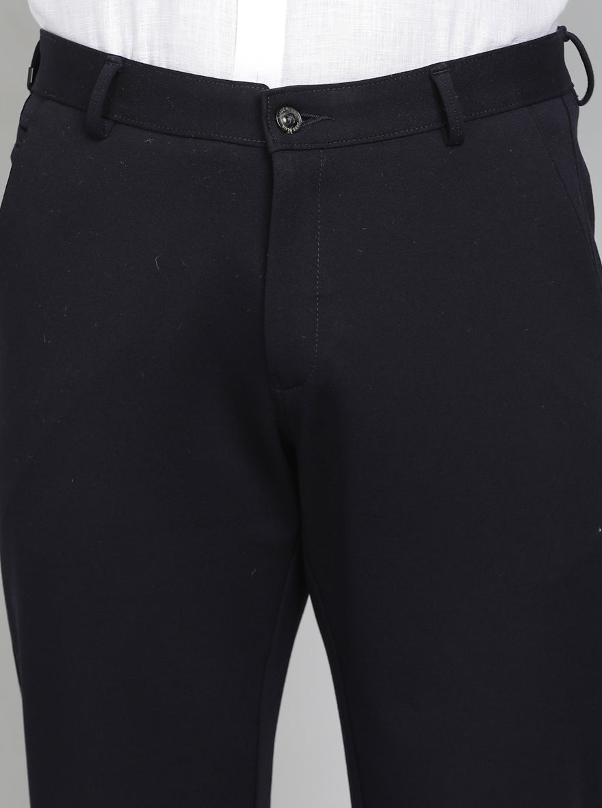 Blue Solid Slim Fit Club Wear Trouser | JB Studio