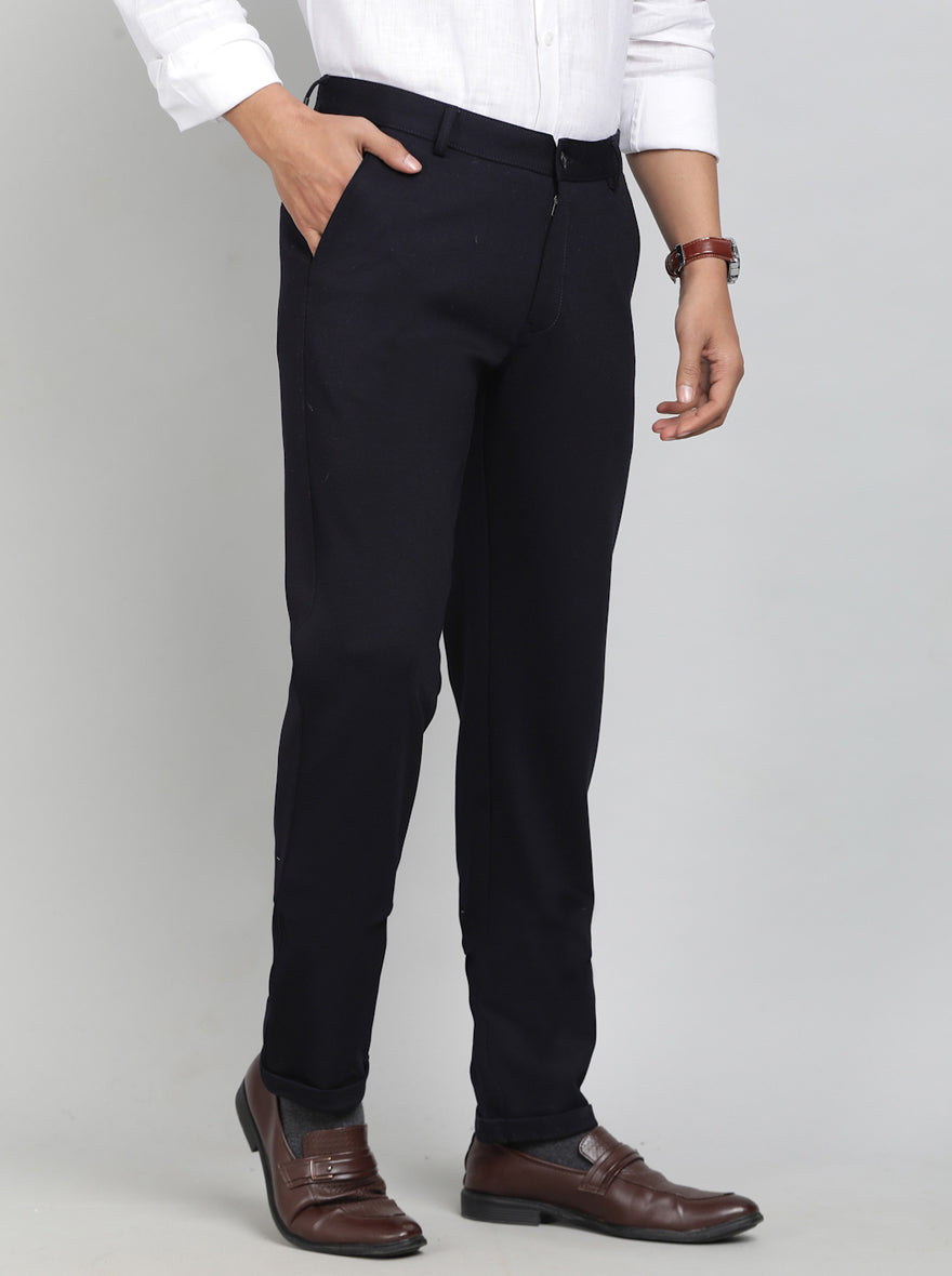 Blue Solid Slim Fit Club Wear Trouser | JB Studio