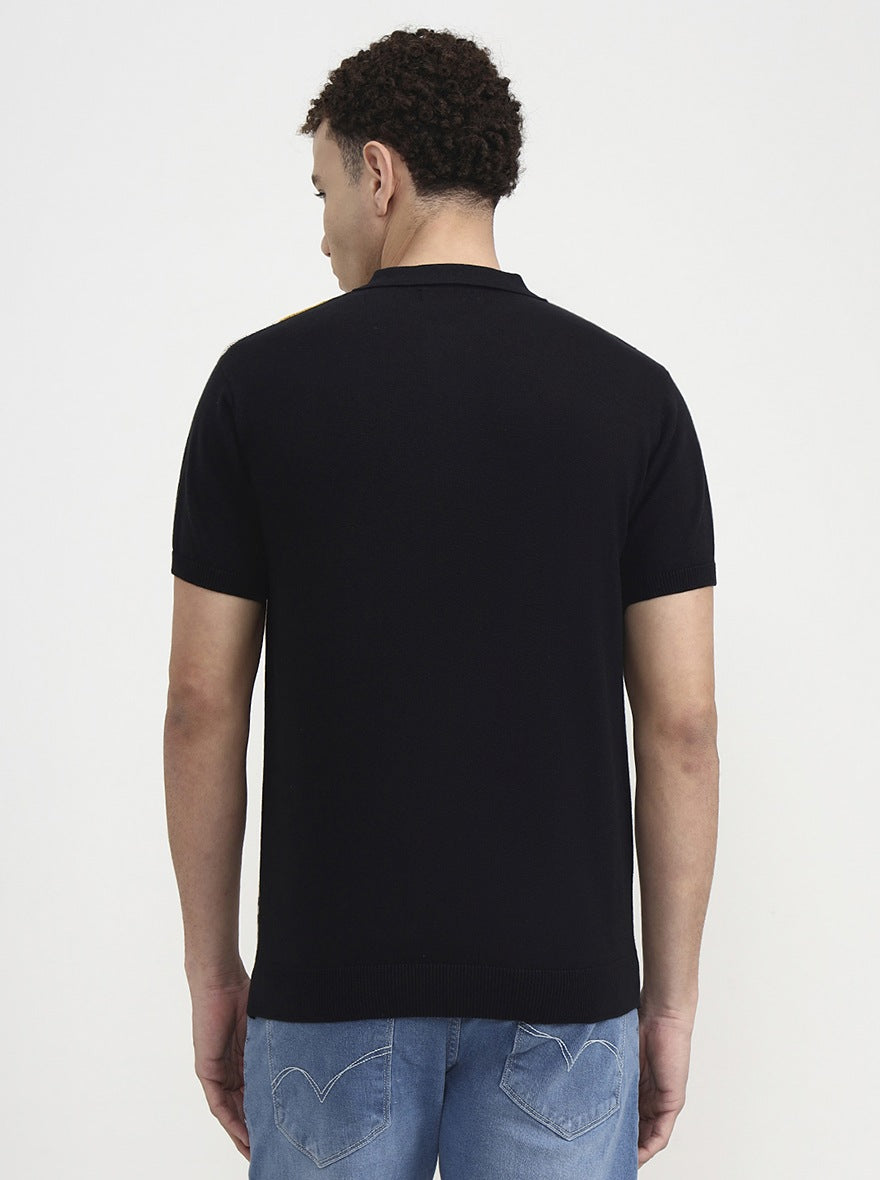 Black & Rust Striped Slim Fit Winter T-Shirt | JadeBlue