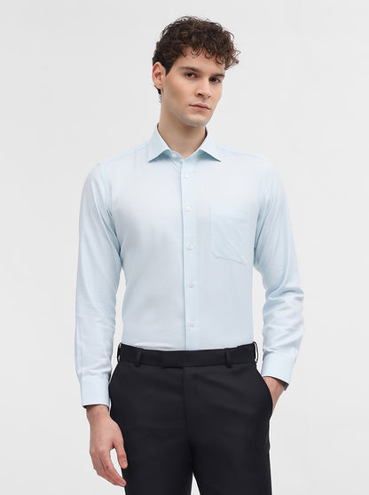 Mint Blue Solid Slim Fit Formal Shirt | Metal