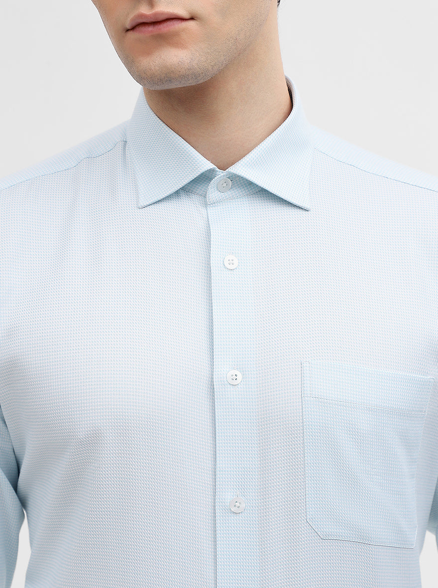 Mint Blue Solid Slim Fit Formal Shirt | Metal