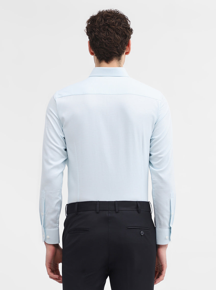 Mint Blue Solid Slim Fit Formal Shirt | Metal