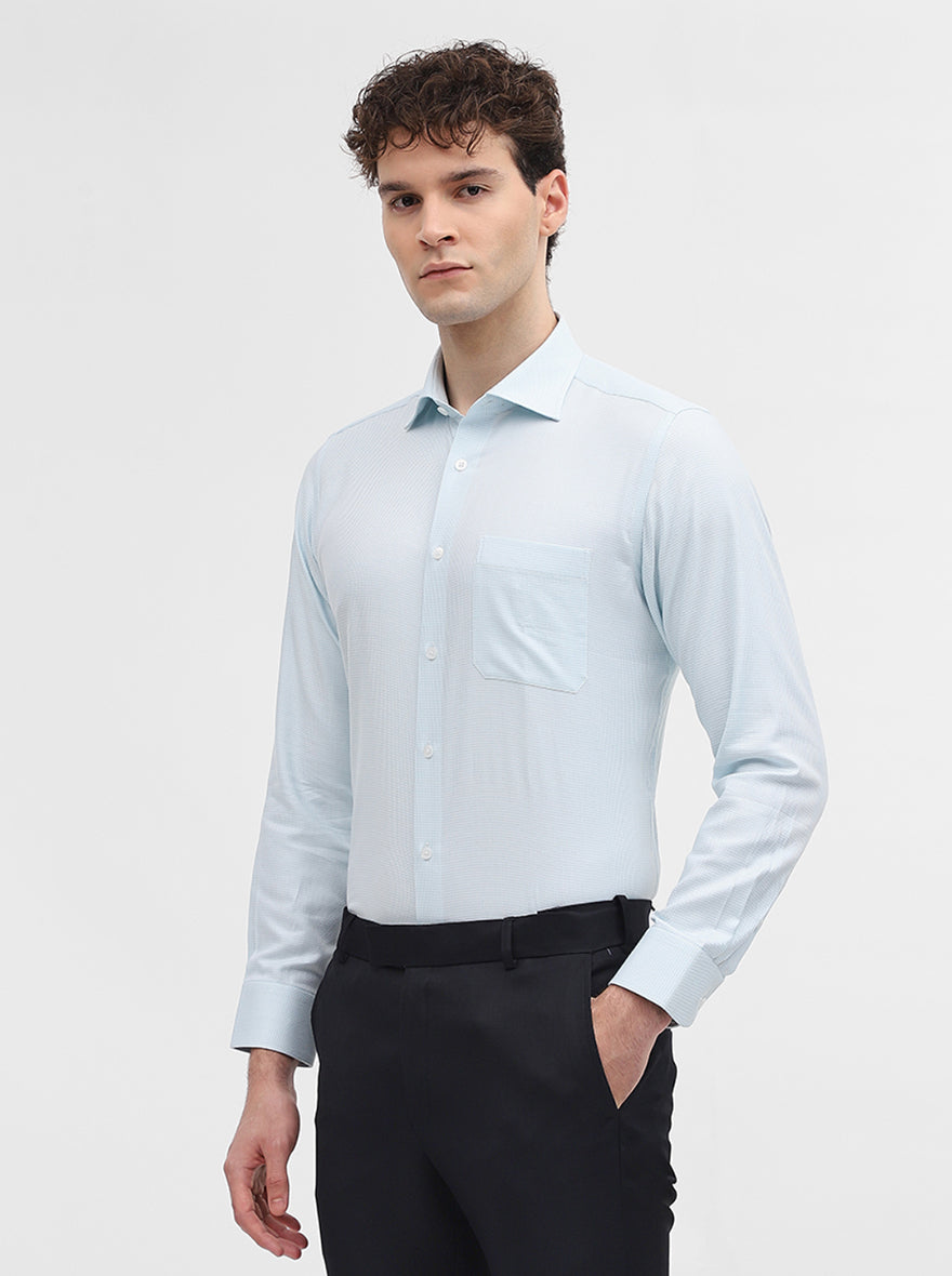 Mint Blue Solid Slim Fit Formal Shirt | Metal