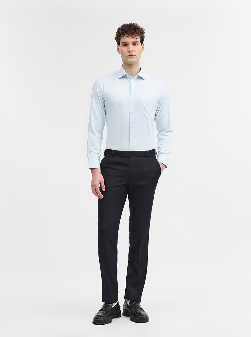 Mint Blue Solid Slim Fit Formal Shirt | Metal