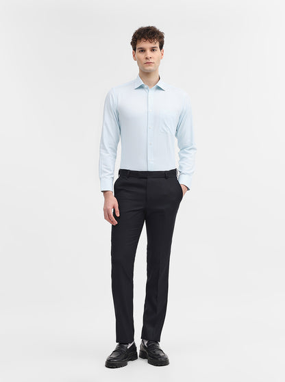 Mint Blue Solid Slim Fit Formal Shirt | Metal