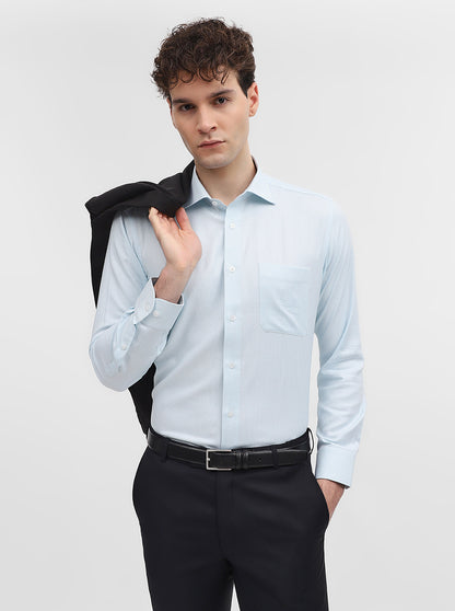 Mint Blue Solid Slim Fit Formal Shirt | Metal